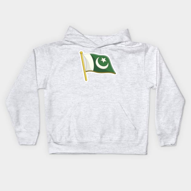 Pakistan flag Sticker design vector. Pakistan independence day 14th of august. Flag of the Republic of Pakistan in the wind on flagpole sticker design logo. Kids Hoodie by AlviStudio